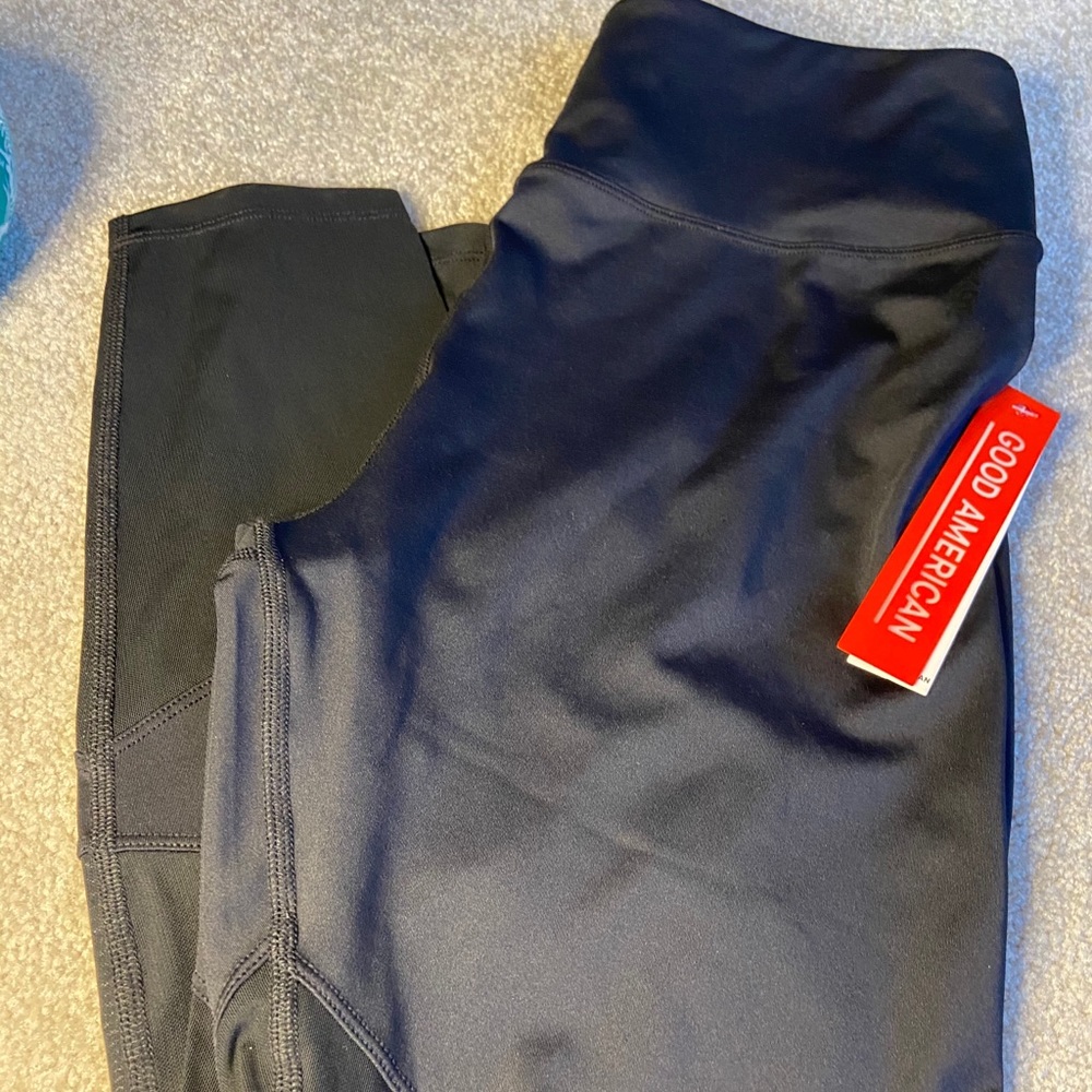 NEW! Good American Power Mesh Black Leggings
